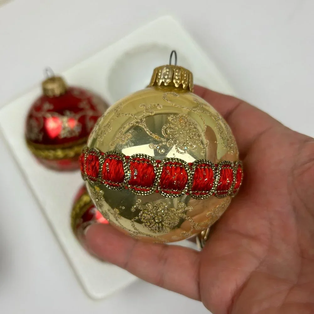 Vintage Christmas by Krebs 4 Glass Christmas Tree Ornaments -Collectible Sparkly